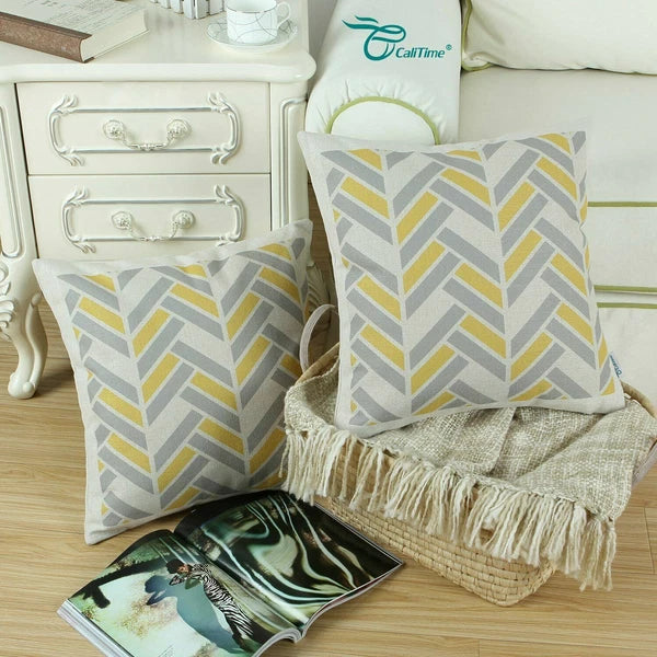 Set of 6 Throw Pillow Covers Sofa Canvas Square Cushion Cover Linen 18" x 18"