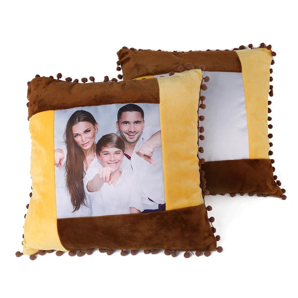 10pcs Sublimation Blank Pillowcase Multicolor Plush Sofa Cushion Cover with Ball