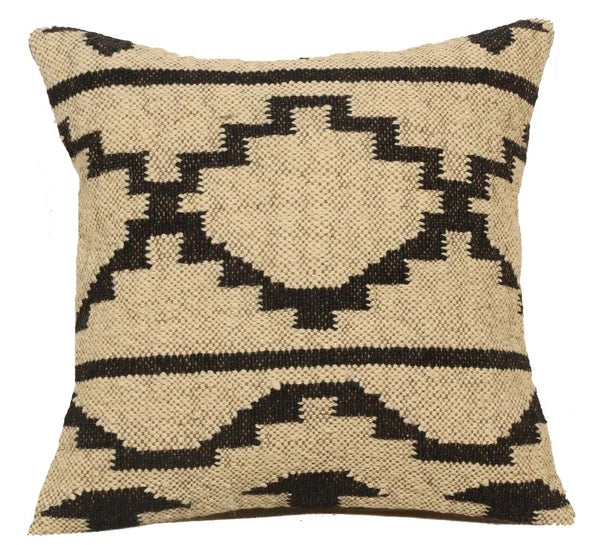 Handwoven Woll Jute Cushion Cover 18x18 Vinatge Sofa Pillow Case Kilim Chair Pad