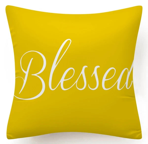 Yellow Throw PILLOW COVER 2-Sided Gray White Decorative Sofa Cushion Case 18x18"