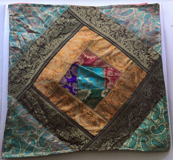 One Home Decor Silk Cushion Cover Patchwork Square Sofa Pillow Case Cover India