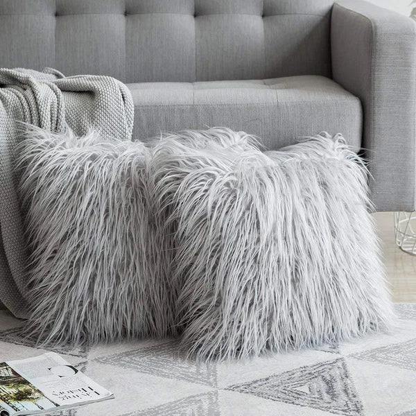 18Inch Luxury Shaggy Faux Fur Pillow Cases Fluffy Plush Throw Sofa Cushion Cover