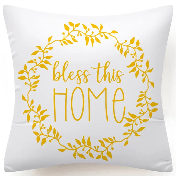 Yellow Throw PILLOW COVER 2-Sided Gray White Decorative Sofa Cushion Case 18x18"