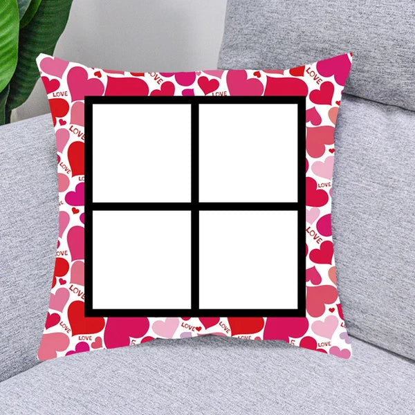 DIY Pink Heart Love Gift Sofa Bed Cushion Cover Sublimation Blank Home Decor
