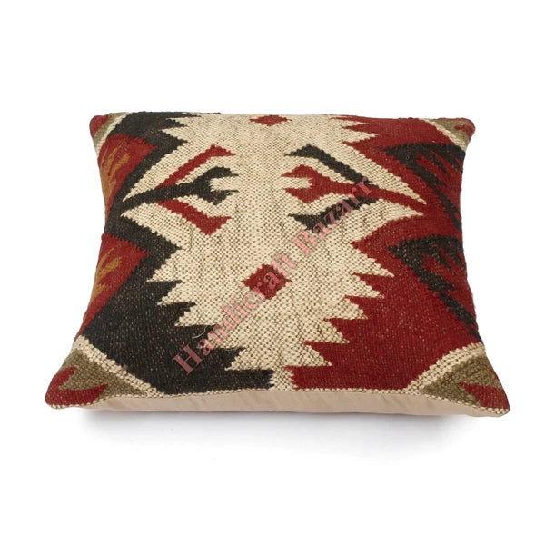Hallway Docor Sofa Sham Pillowcase Indian Kilim Cushion Cover 2 Pc Wool jute 18"