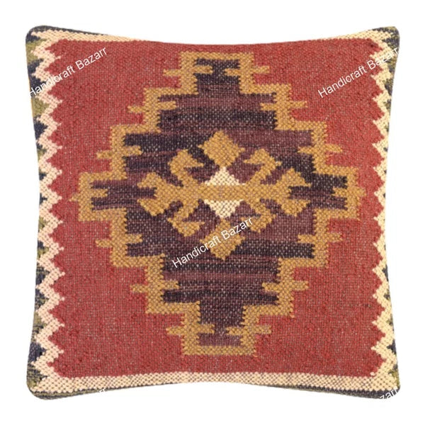 Indian Jute Cushion cover 18x18 inch Vinatge Handwoven Pillow Sham For Sofa chai