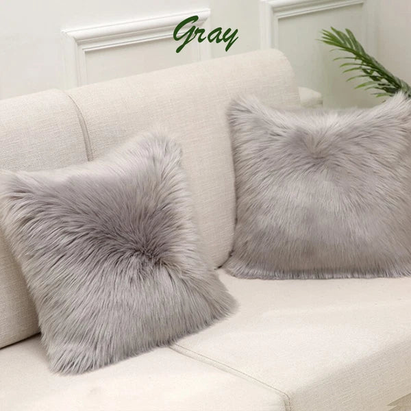45x45cm Long Plush Fluffy Cushion Cover Home Sofa Pillow Case Pillowcase C2UK
