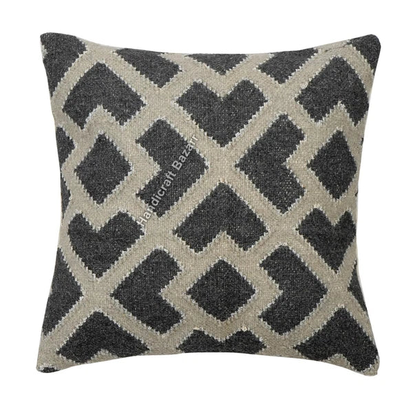 Rustic 2 Pc Kilim Cushion Cover Wool Jute Pillow Living Room Sofa Decor Boho Cas