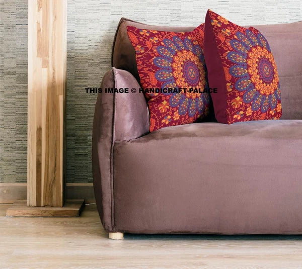 Indian Peacock Mandala Cushion Cover Square Floor Pillow Large Sofa Bed Decor