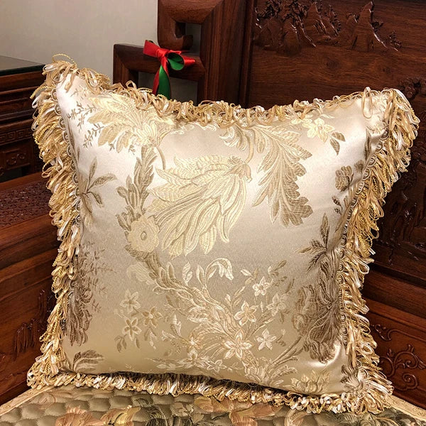 Tassel Pillow Case Floral Cushion Covers Only Embroidery Retro Bedding Sofa Chic