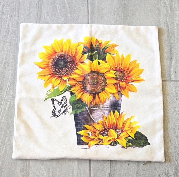 Sunflower & Ballerina Pillow Sofa Cushion Home Cushion Flower Cover 16.5"x17"
