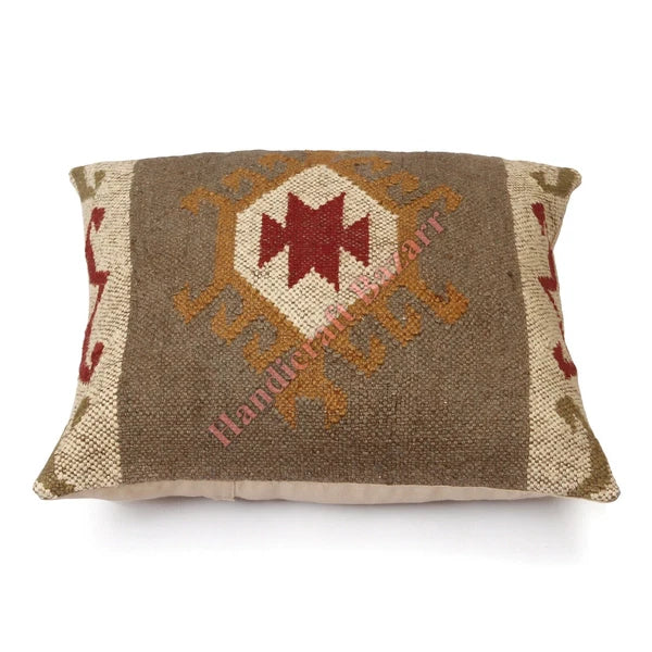 Hallway Docor Sofa Sham Pillowcase Indian Kilim Cushion Cover 2 Pc Wool jute 18"
