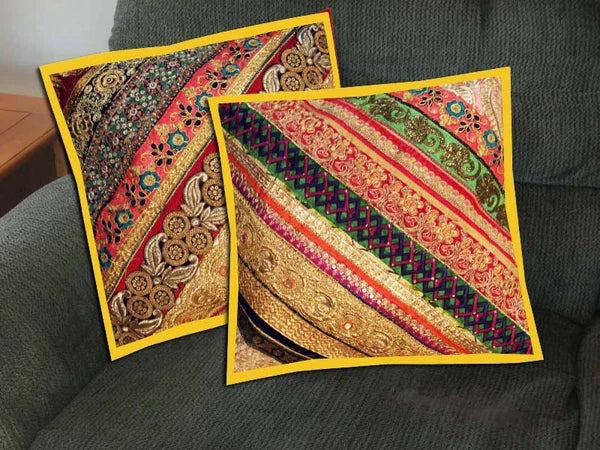 16"-2 Handmade Patchwork Ethnic Sofa Pillow Cushion Cover Living Room / Bedroom