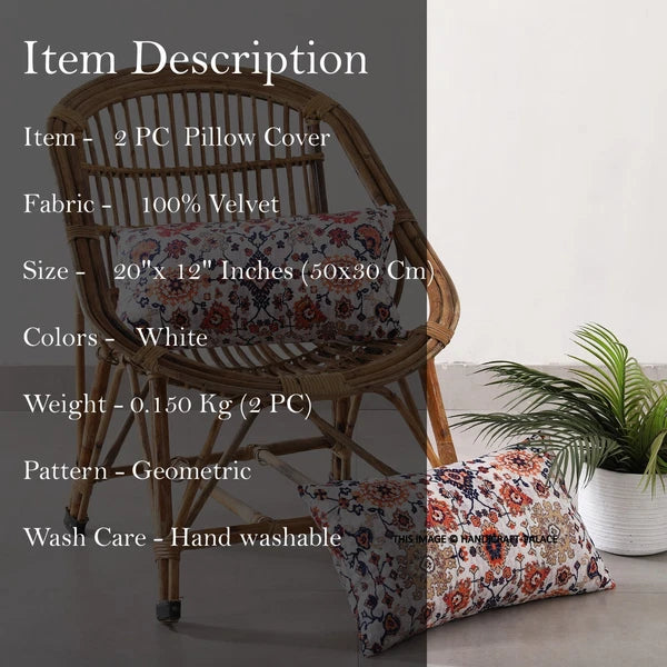 Pack of 2 Indian Soft Velvet Pillow Case Home Bed/ Sofa Decor Cushion Cover 20"