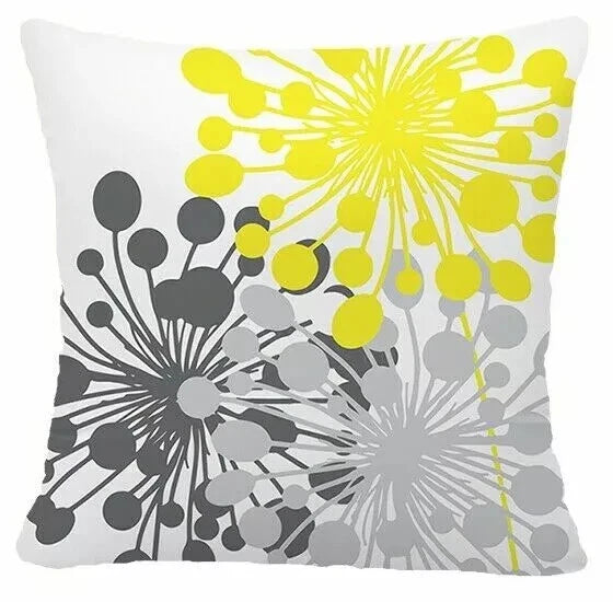 Yellow Throw PILLOW COVER 2-Sided Gray White Decorative Sofa Cushion Case 18x18"