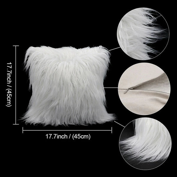 Soft  Faux Fur Fluffy Pillow Case Plush Cushion Cover Throw Sofa Bed Home Decor