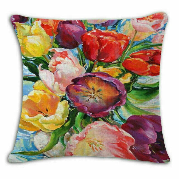 Covers 18" pillow Watercolor Flower Case Cushion Couch Poppy Poppies Floral Sofa