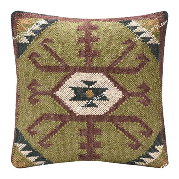 Indian Jute Cushion cover 18x18 inch Vinatge Handwoven Pillow Sham For Sofa chai