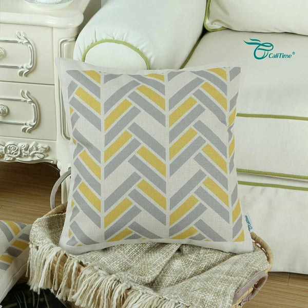 Set of 6 Throw Pillow Covers Sofa Canvas Square Cushion Cover Linen 18" x 18"