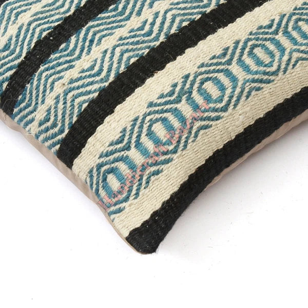 Rustic 2 Pc Kilim Cushion Cover Wool Jute Pillow Living Room Sofa Decor Boho Cas