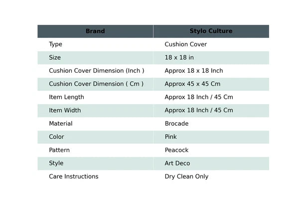 Pillow Cover Peacock Brocade Jacquard Decor Car Sofa Cushion Case 18 x 18 in