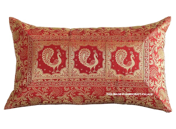 Handmade Brocade Silk Cushion Cover Indian Home Sofa Decor Pillow Case 12"x20"