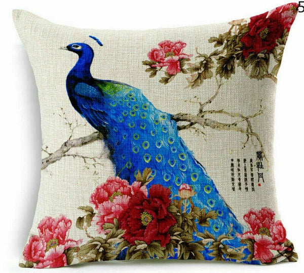Decor Cushion Throw Cover Case Sofa Dog Cartoon Home Peacock