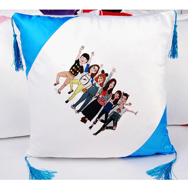 16" Sublimation Blank Pillow Case w/ Tassel Ball DIY Printed Home Sofa Bed Decor