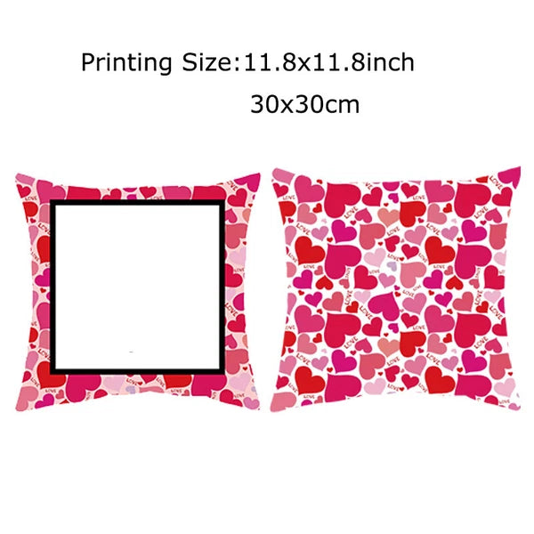DIY Pink Heart Love Gift Sofa Bed Cushion Cover Sublimation Blank Home Decor