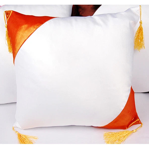 16" Sublimation Blank Pillow Case w/ Tassel Ball DIY Printed Home Sofa Bed Decor