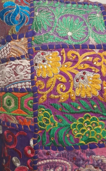 Indian 20"Square Purple Pillows Home Decor Sofa Patchwork Floor Cushion Cover