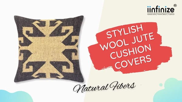 Handwoven Woll Jute Cushion Cover 18x18 Vinatge Sofa Pillow Case Kilim Chair Pad