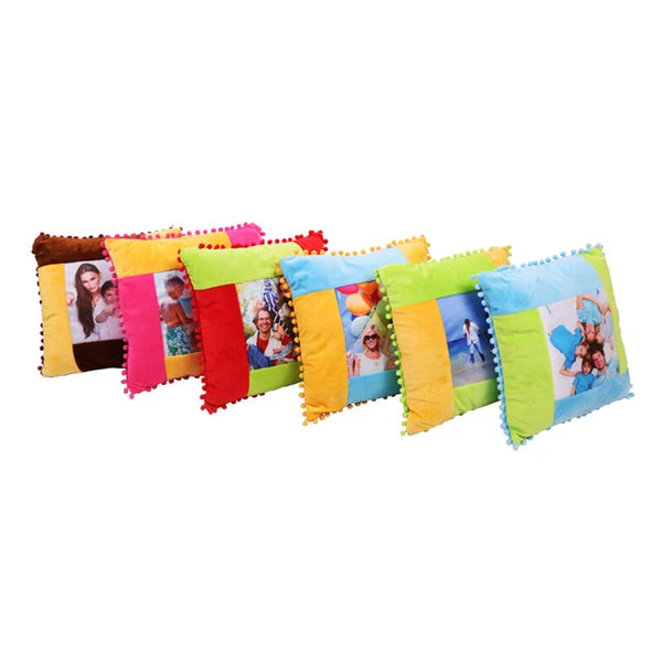 10pcs Sublimation Blank Pillowcase Multicolor Plush Sofa Cushion Cover with Ball