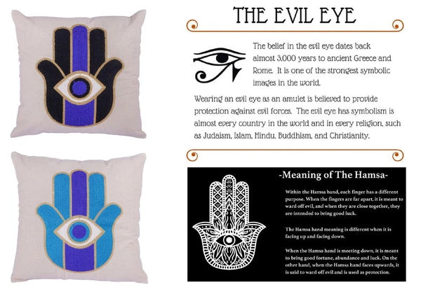 Indian Suzani Evil Eye Hamsa Embroidery Cushion Covers Bed Sofa Pillow Case 40CM