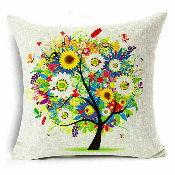 Throw Pillow Fashion Flower Tree  Case Sofa Home Cover Cushion Decor
