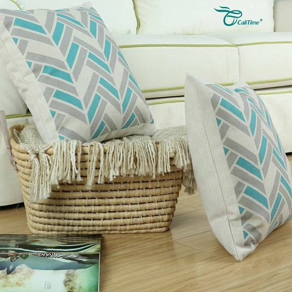 Set of 6 Throw Pillow Covers Sofa Canvas Square Cushion Cover Linen 18" x 18"