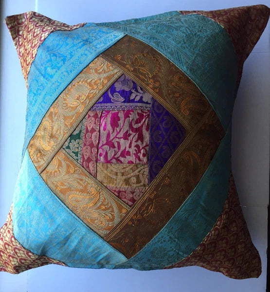 One Home Decor Silk Cushion Cover Patchwork Square Sofa Pillow Case Cover India