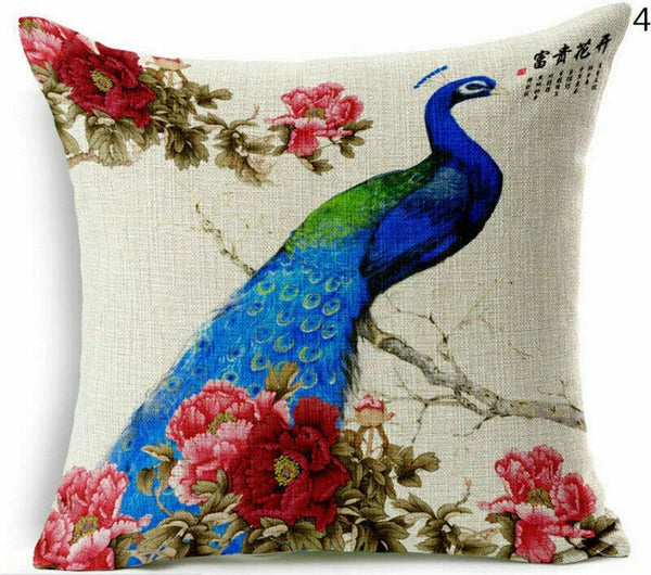 Decor Cushion Throw Cover Case Sofa Dog Cartoon Home Peacock
