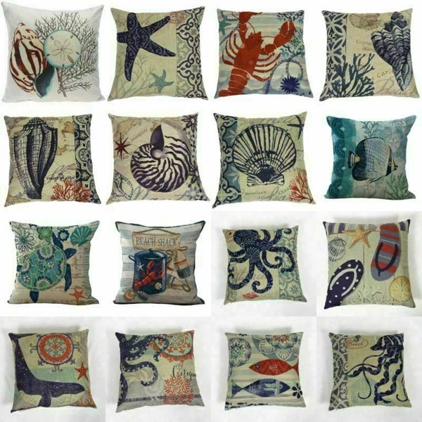 Covers Cushion pillowcases Sofa Animal Ocean Cotton Sea Beach pillow Style