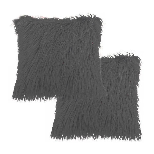 Fuzzy Throw Pillow Covers – 2-Pack Soft Bed Cushion Cases for Couch & Sofa