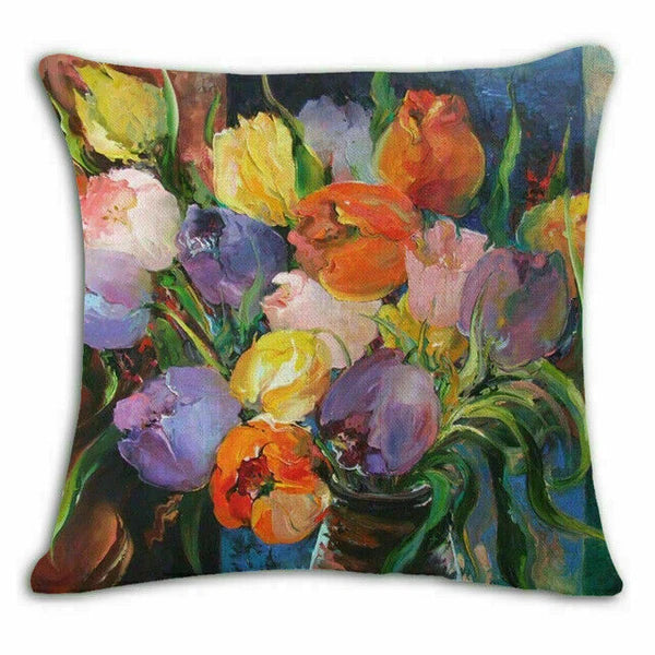 Covers 18" pillow Watercolor Flower Case Cushion Couch Poppy Poppies Floral Sofa