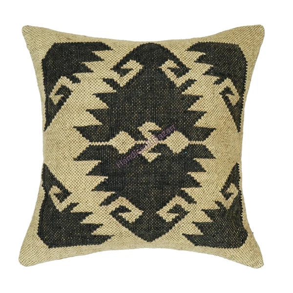 Hallway Docor Sofa Sham Pillowcase Indian Kilim Cushion Cover 2 Pc Wool jute 18"