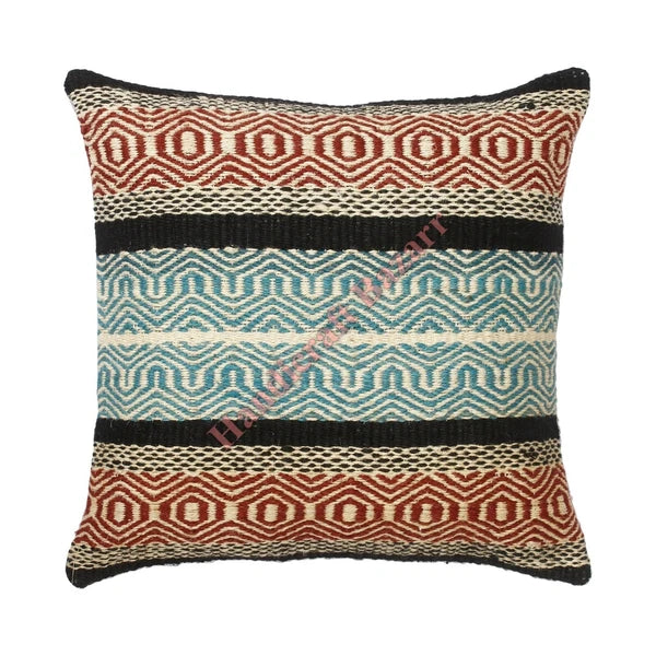 Hallway Docor Sofa Sham Pillowcase Indian Kilim Cushion Cover 2 Pc Wool jute 18"