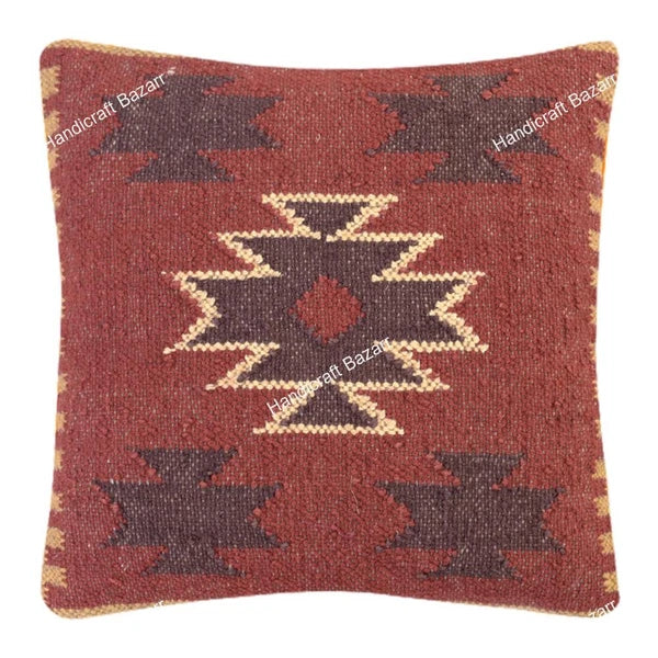 Indian Jute Cushion cover 18x18 inch Vinatge Handwoven Pillow Sham For Sofa chai