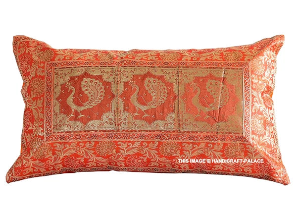 Handmade Brocade Silk Cushion Cover Indian Home Sofa Decor Pillow Case 12"x20"
