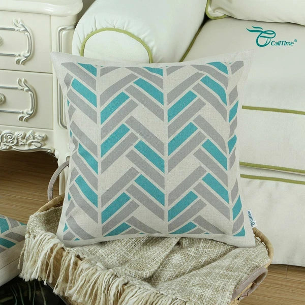 Set of 6 Throw Pillow Covers Sofa Canvas Square Cushion Cover Linen 18" x 18"