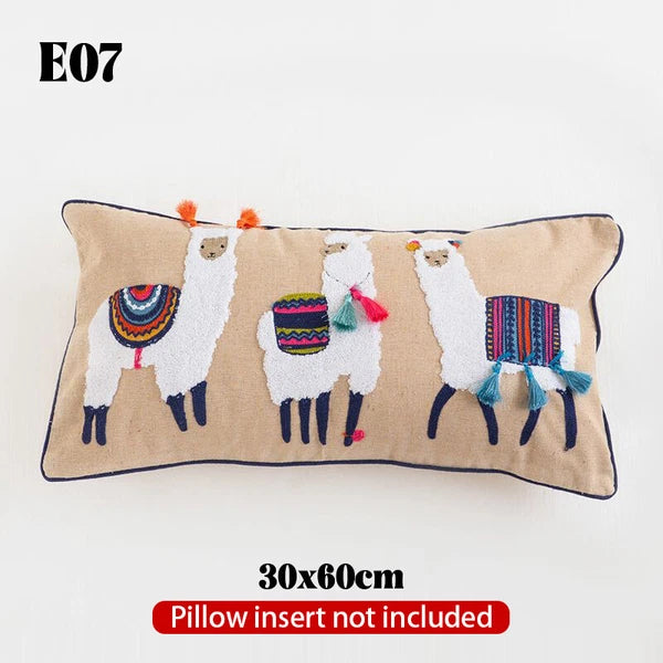 Bohemian Throw Pillowcase Cotton Embroidery Sofa Cushion Cover Decor Vintage