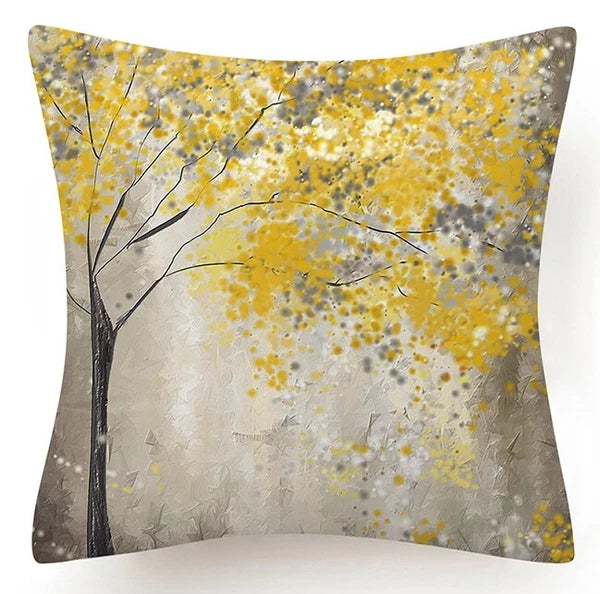 Yellow Throw PILLOW COVER 2-Sided Gray White Decorative Sofa Cushion Case 18x18"