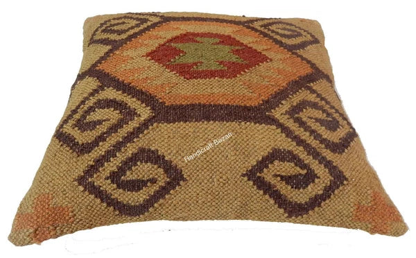 Indian Jute Cushion cover 18x18 inch Vinatge Handwoven Pillow Sham For Sofa chai