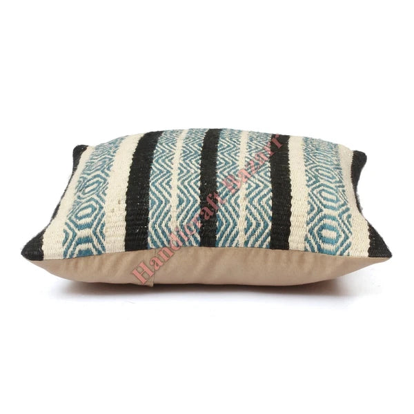 Rustic 2 Pc Kilim Cushion Cover Wool Jute Pillow Living Room Sofa Decor Boho Cas
